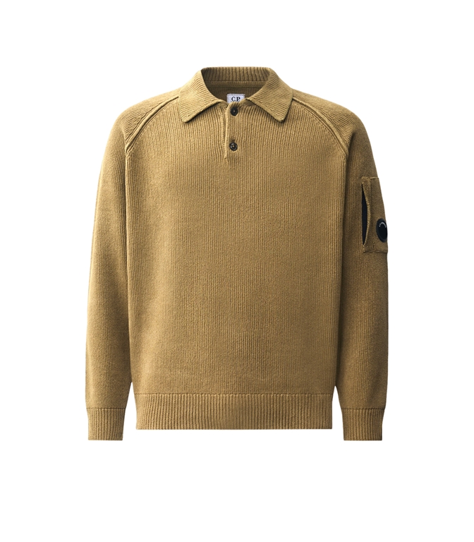 C.P. COMPANY - Maglie - chenille cotton lens polo sweater ermine - beige
